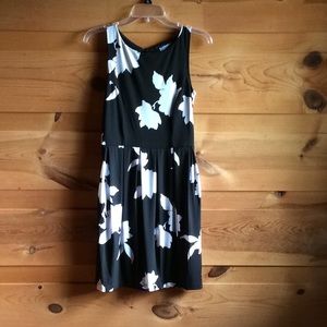 Cynthia Black Dress with White Floral Pattern